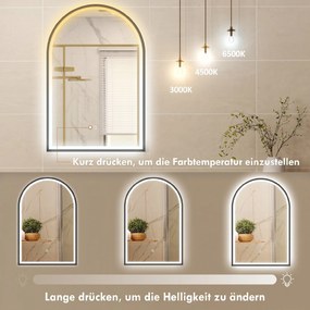 HOMCOM Lustro łazienkowe LED 60 x 90 cm z podświetleniem, przednie i tylne, funkcja pamięci, przycisk dotykowy, czarne | Aosom PL