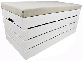 Pufa kufer skrzynia drewniana sosnowa siedzisko 80cm malowana biała