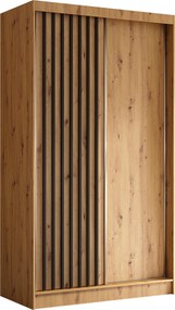 Szafa LAMELLO - Dąb artisan / Lamele Czarne / Bez lustra / Bez szuflad / 120 cm