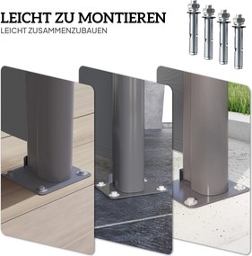 Outsunny Rozsuwana Markiza Boczna na Balkon i Taras 300x180cm Ciemnoszara