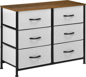 HOMCOM Komoda Sideboard, 6 Szuflad, Szuflady Materiałowe, 80 cm x 30 cm x 62,5 cm, Brąz + Czarny + Szary