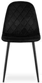 Zestaw jadalniany 1 + 4, czarny stół ADRIA 120x80 cm + czarne aksamitowe krzesło ASTI z czarnymi nogami