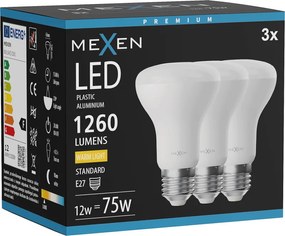 Mexen Nova 3x żarówka LED E27, R63, 12W, Ciepła - 3000K, 1260 lm - L104-E27-1230-01x03