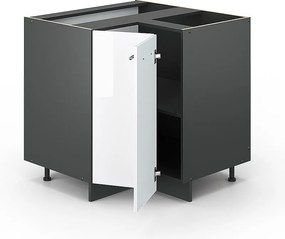 Szafka narożna biały wysoki połysk 80.5x60x82 fame-line