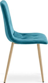 Turkusowe aksamitne krzesło jadalniane LIBRA