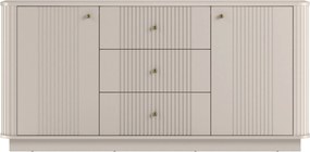 Komoda Vesper 160 cm z szufladami na cokole - kaszmir / złote uchwyty