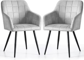 Zestaw 2 szarych krzeseł tapicerowanych welurem - Cormelis 4X
