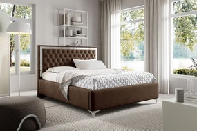 Brązowe nowoczesne łózko z pikowanym zagłówkiem A4-C74