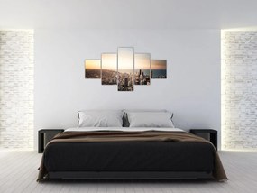Obraz zachodu słońca nad miastem (125x70 cm)