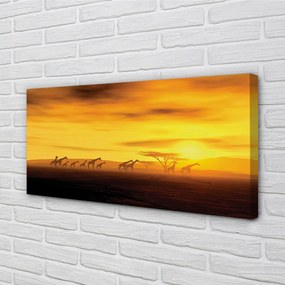 Duży obraz na płótnie Drzewo i Żyrafy pod Niebem