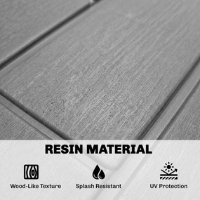 Outsunny Skrzynia Ogrodowa 227 l Wodoodporna Zamykana na Klucz UV Odporna z Teksturą Drewna do Ogrodu 106,5x43x54,5cm Szara | Aosom PL