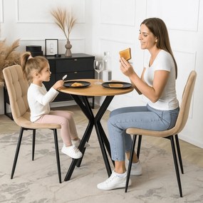 Stół Okrągły LAUREN 60 cm Dąb Złoty/Czarny Loft Nowoczesny