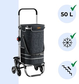 Jurhan Torba na zakupy na kółkach do schodów COMFORT, 50l, czarna