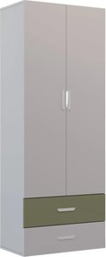Dwudrzwiowa szafa z 2 szufladami dla dzieci kaszmir + zielony G9-L92
