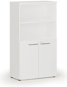 Szafa biurowa kombinowana PRIMO WHITE, drzwi na 2 poziomach, 800 x 420 x 1434 mm, biały