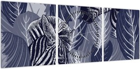 Obraz - Zebry wśród liści (z zegarem) (90x30 cm)