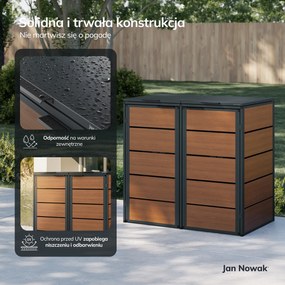 Zabudowa śmietnikowa 120L dwukomorowa, antracyt - orzech