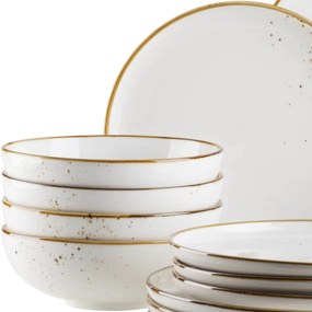 Mäser 16-częściowy zestaw naczyń Pintar White brązowe kropki