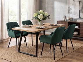 Ciemnozielone krzesło do jadalni MARLEN VELVET z czarnymi nogami