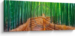 Obraz - Japoński las bambusowy (z zegarem) (90x30 cm)