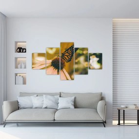 Obraz motyla na kwiatku (125x70 cm)