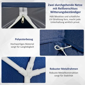 Outsunny Altana Ogrodowa 3x3m z Moskitierą Niebieska Metal i Poliester Odporna na Warunki Pogodowe Elegancka i Praktyczna | Aosom PL