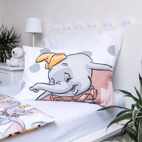 Biała/szara bawełniana pościel dziecięca do łóżeczka 100x135 cm Dumbo "Dots" – Jerry Fabrics