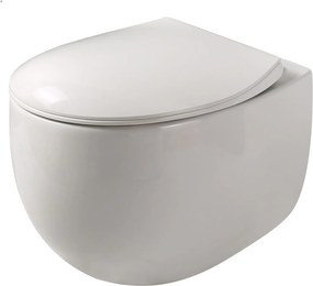 Miska WC wisząca bezkołnierzowa biała EGANI White z deską wolnoopadającą typu Slim