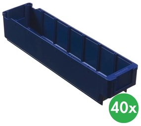 Regałowe pojemniki z tworzywa sztucznego MAX - 94 x 400 x 80 mm, 40 szt.