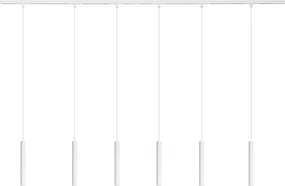 Nowoczesny system oświetlenia szynowego Slimline Keno z 6 białymi lampami wiszącymi 1-fazowymi