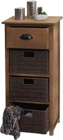 Komoda MCW-K84 z szufladami i koszykami,  ciemny brąz, kosze ciemny brąz