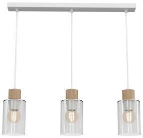 Żyrandol na lince MADERA 3xE27/60W/230V biały/drewno