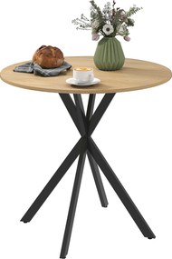 HOMCOM 80cm Okrągły Stół Jadalniany w Stylu Industrialnym - Dąb