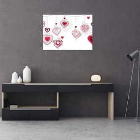 Obraz na szkle malowanych serc (70x50 cm)