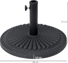 Outsunny Stojak na parasol 15 kg Stojak na parasol okrągły 35-48 mm Podstawa pod parasol do ogrodu, tarasu, balkonu Cement Ø49 cm Czarny
