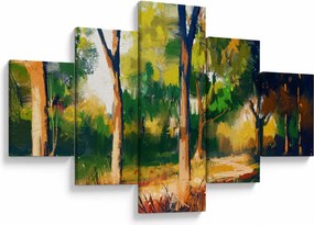 Obraz lasu w letnim słońcu, malarstwo (125x70 cm)
