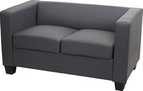 Sofa 2-osobowa Lille,  imitacja skóry, ciemnoszary