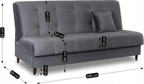 Sofa z Funkcją Spania LIMA Rozkładana Wersalka Dwuosobowa Szara Nowoczesna do Salonu