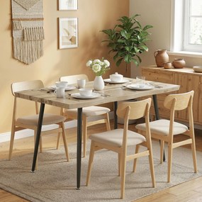 HOMCOM Stół jadalny dla 4 osób, 110 cm Nordycki prostokątny stół kuchenny ze stalowymi nogami do salonu i jadalni, dąb | Aosom PL