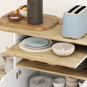 HOMCOM Wózek Kuchenny na Kółkach z Miejsce do Przechowywania, Szafka, Regulowane Półki, do Kuchni, Salonu, Jadalni, Biały | Aosom PL