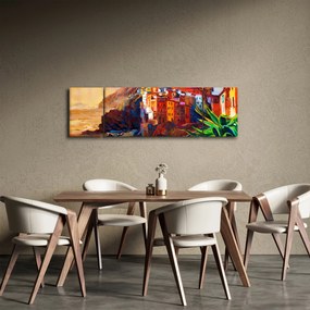 Obraz - Wieś na wybrzeżu Cinque Terre, Włoska Riviera, nowoczesny impresionism (170x50 cm)
