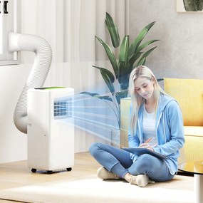 HOMCOM Przenośna klimatyzacja, różne ustawienia, wyświetlacz LED, timer, koła, Biały