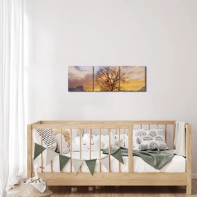 Obraz - Pejzaż ze słonecznikami (z zegarem) (90x30 cm)
