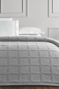 Wełniana narzuta na łóżko NEVA w opakowaniu prezentowym z poduszkami Szary Zestaw na łóżko dwuosobowe