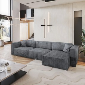 Masseno Narożnik TOLMO z funkcją spania i pojemnikiem na pościel Narozniki L, Rozkładana sofa - Szary, POSO 60