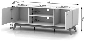 Szafka pod TV w dekorze dębu w naturalnym kolorze 140x53 cm Cassie – Støraa