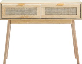 Rattanowy Stolik Konsolowy SucceBuy- Elegancki z 2 Szufladami