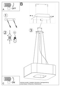 Biała lampa wisząca z tekstylno-szklanym kloszem Piano – Nice Lamps