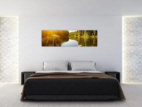 Obraz - Jezioro w pobliżu lasu (170x50 cm)