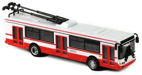 Trolejbus Rappa metalowy czerwony, 16 cm